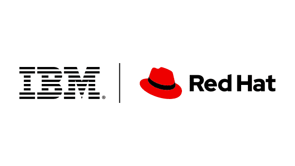 IBM 和 Red Hat 徽标相邻